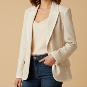 Le Suit Separates Women's Textured Cream Blazer size 12